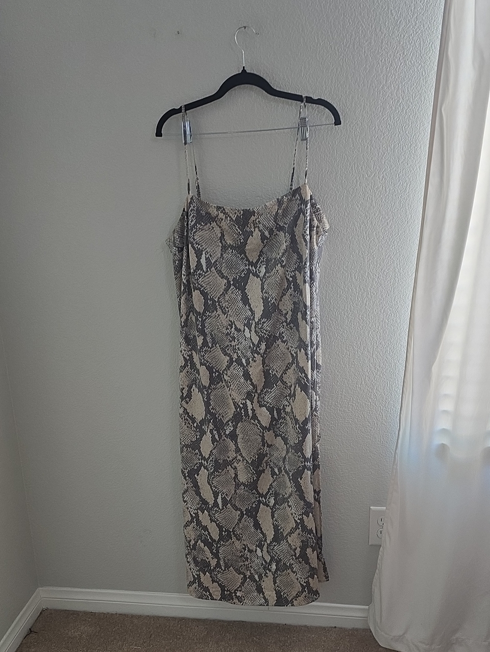 H&M Neutral Snake-Print Slip Dress in Beige and Black